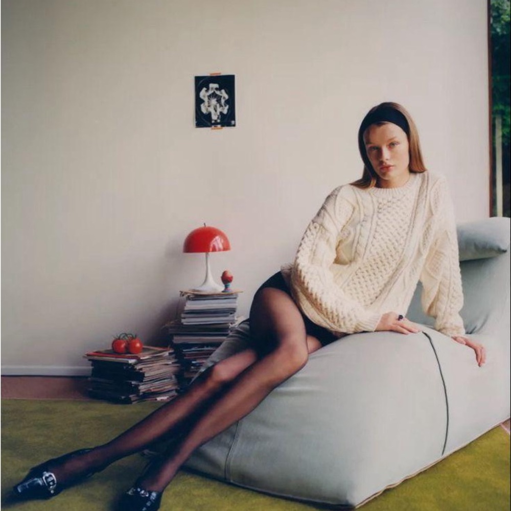 Aritzia Cream Cable Knit Sweater